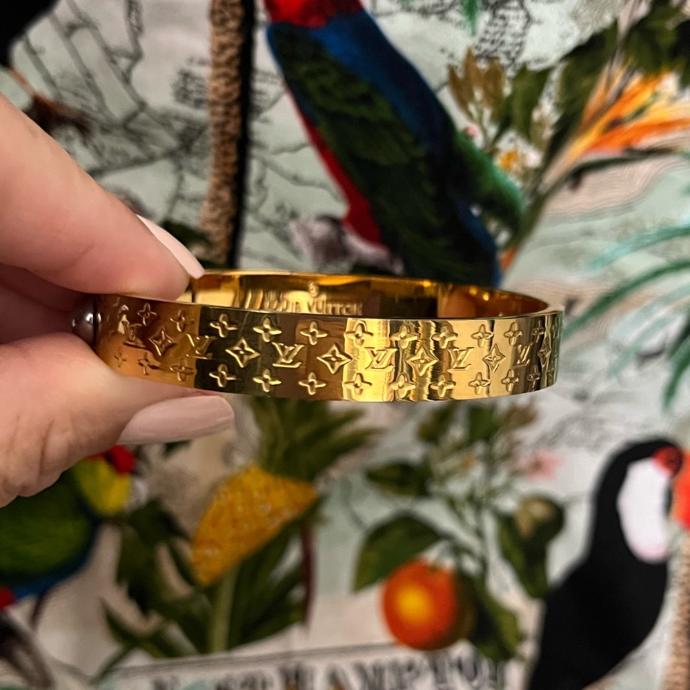 Gold Monogram Bangle Bracelet